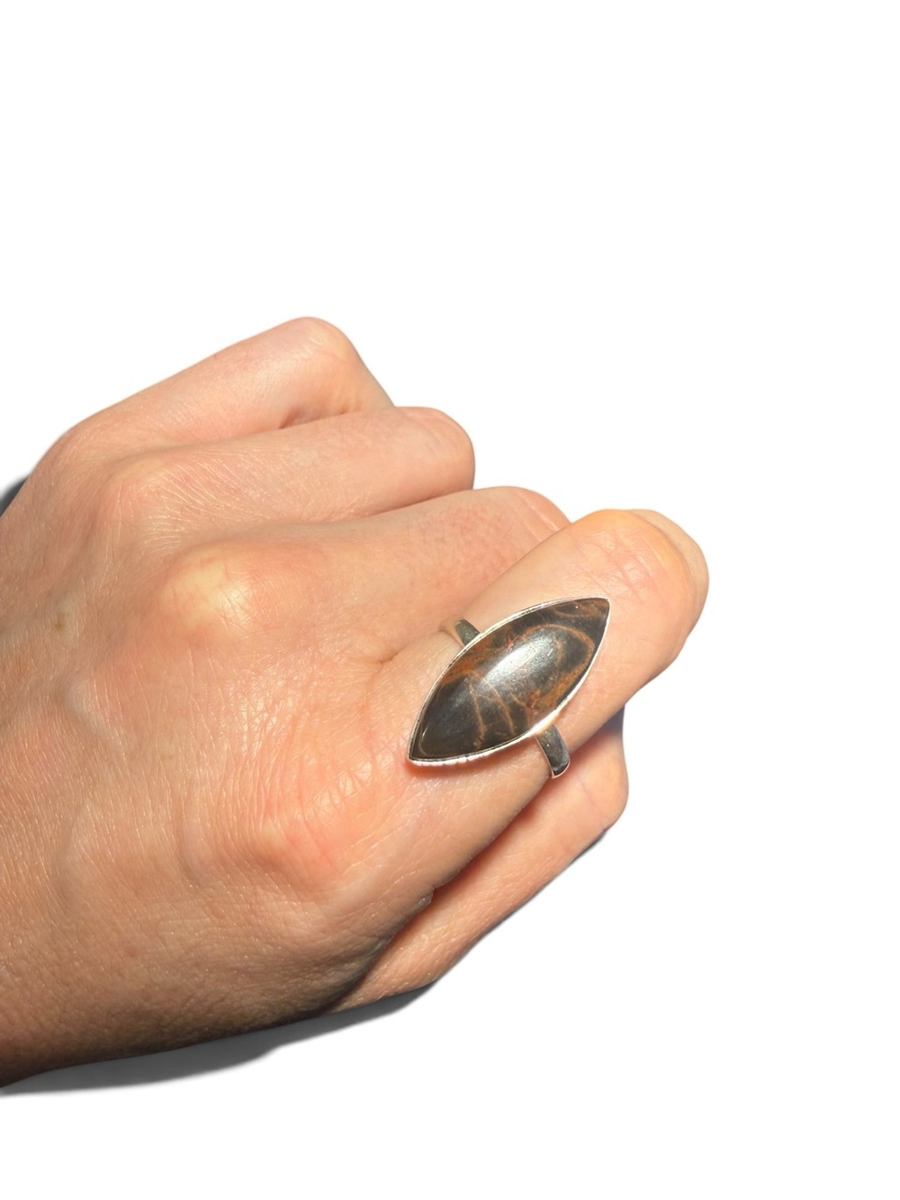 Sterling Silver Marquise Mahogany Jasper Ring